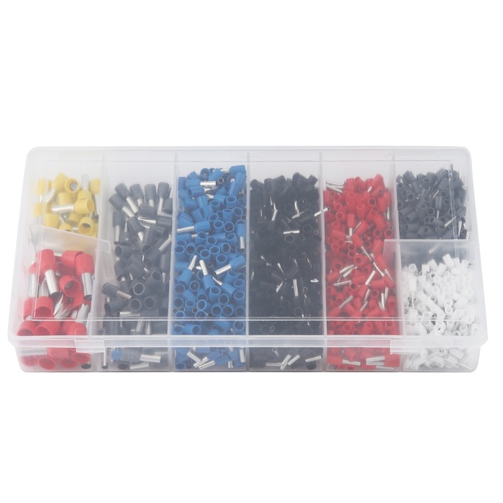 Set 1200 Conectori sertizare pentru sarma de cupru, terminale presate la rece, multicolor