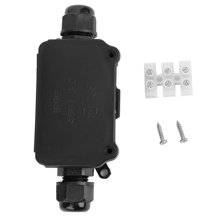 Cutie de conexiuni impermeabila IP66, Enforose, neagra, 110x48x31mm, 24A, 450V