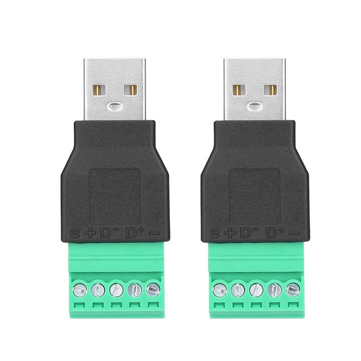 Set 2 buc conectori terminali USB, Enforose, 5 pini, 220V, ABS