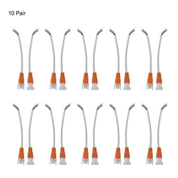 Комплект 10 чифта DC адаптерни кабели мъжко-женско, Enforose, с 2 пина за LED лента