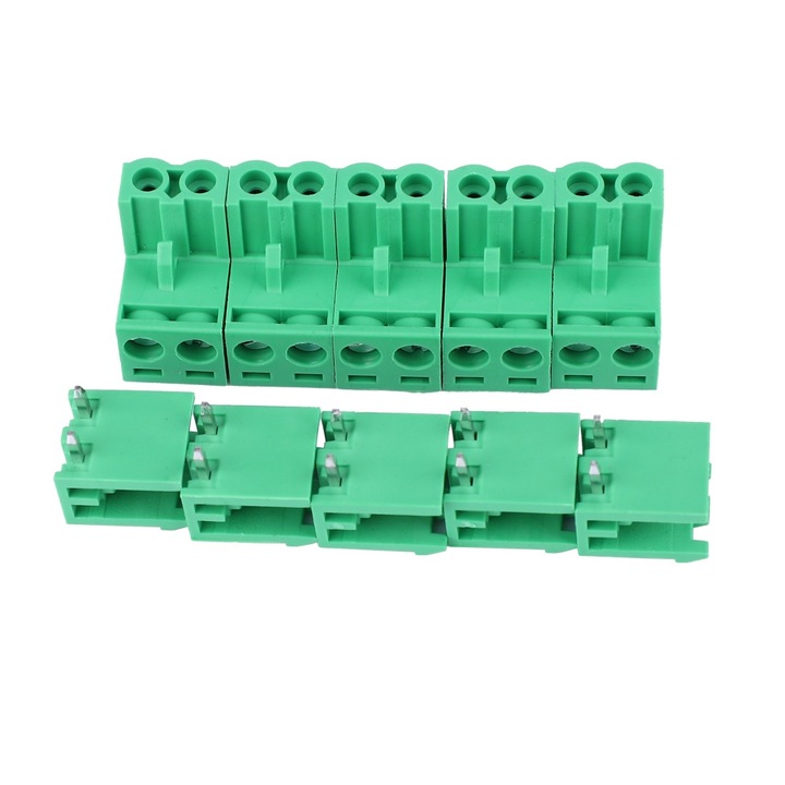 Set 50 conectori electrici pentru placa de circuit, Enforose, 2 pini, 5.08 mm, verde