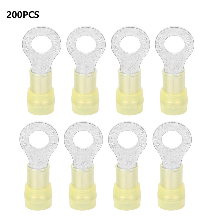Set 200 conectori terminali sertizati pentru sarma de cupru, Enforose, galben