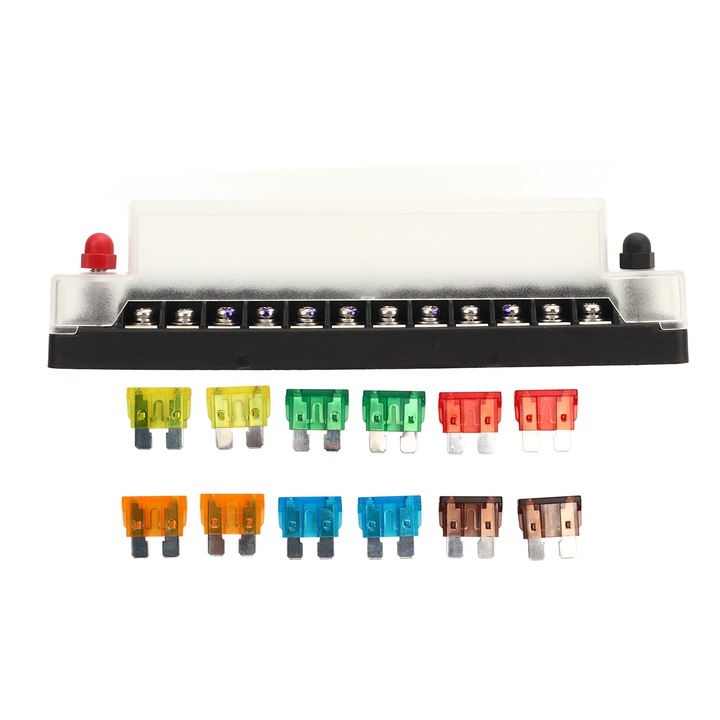 Cutie de sigurante cu 12 cai, Enforose, 12V, Capac din policarbonat, suruburi din inox, 32V