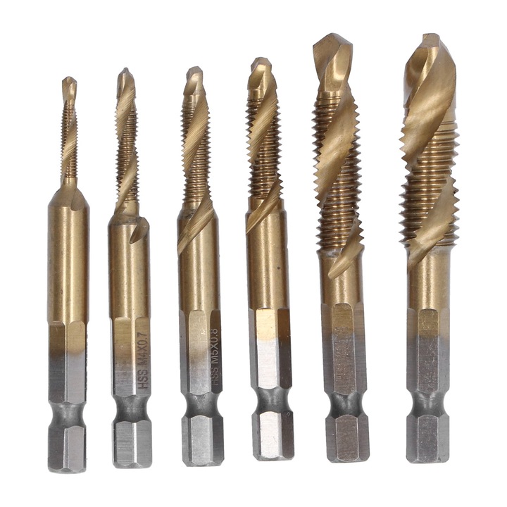 Set 6 Piese Burghie Combinate Enforose, Otel Cobalt, M3-M10, 1/4in Hex Shank