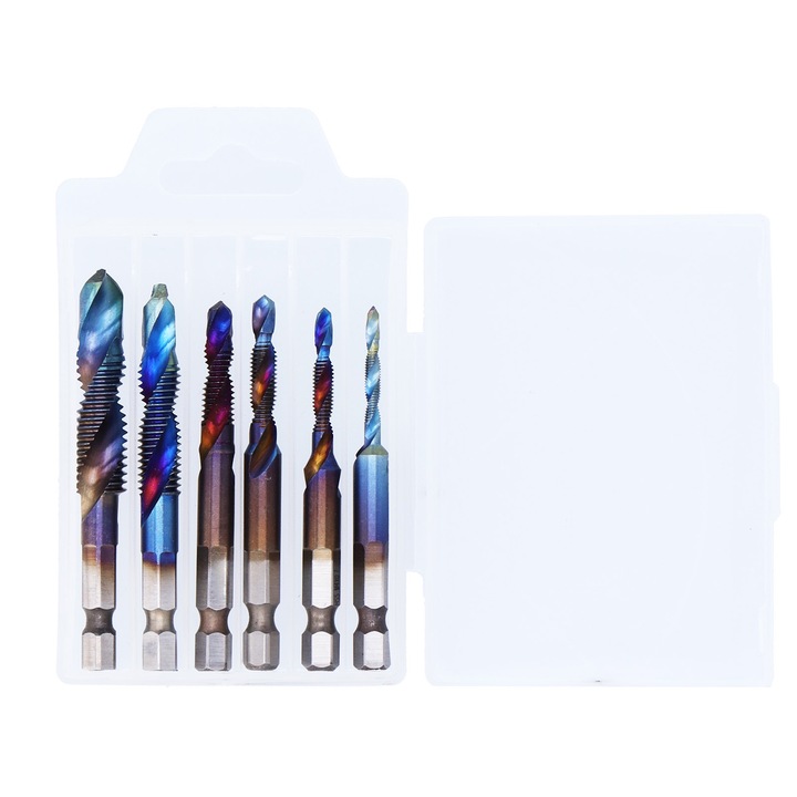 Set 6 Piese Burghie Spiralate Enforose, Otel Rapid, Multifuntional, 3 in 1, pentru Metale Moi, 5 mm