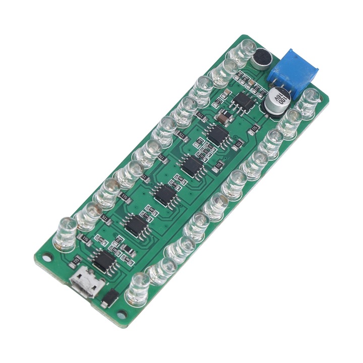 Сензор VU Meter, Mmgoqqt, 10x3cm, многоцветен LED, DC 5V-12V захранване