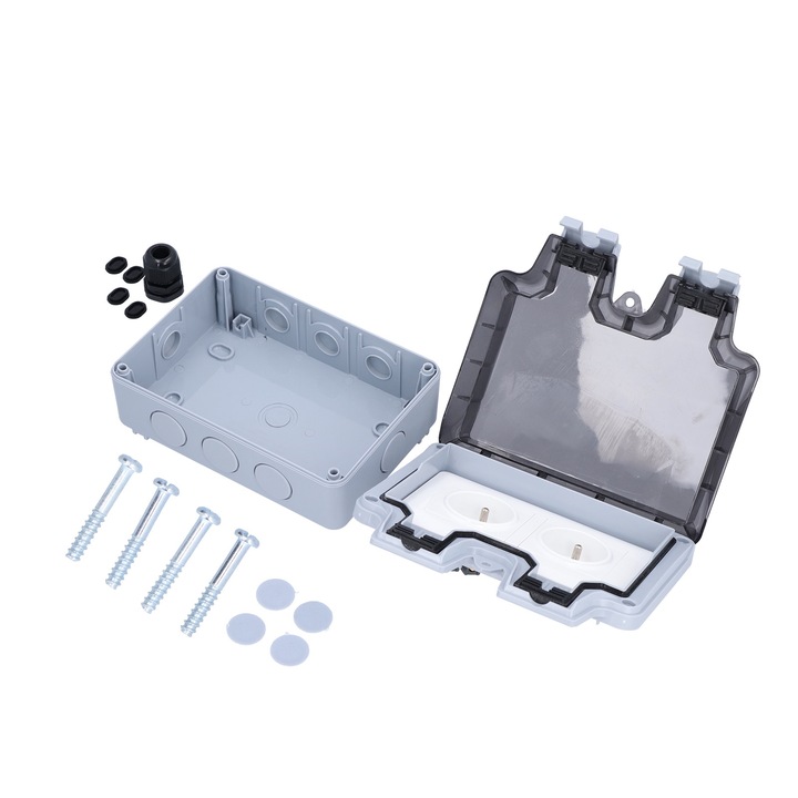 Priza waterproof europeana Enforose, 250V, 16A, IP66, design cu lacat, utilizare exterioara