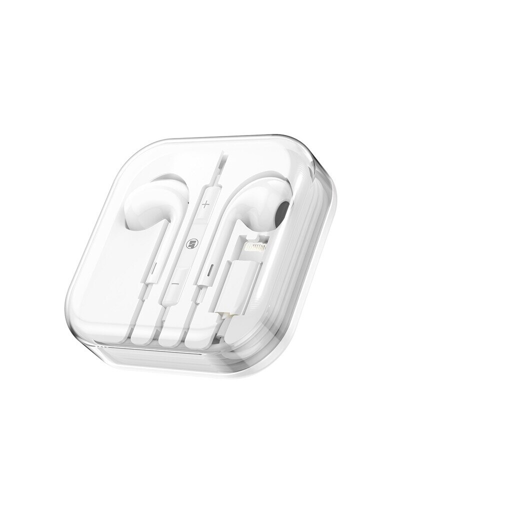 Casti cu fir in-ear, Lamtech LAM111740, tip Lightning, Alb