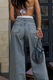 Blugi wide leg Qatar, cu banda elastica in talie si aspect prespalat, Albastru vintage, Marimea 42