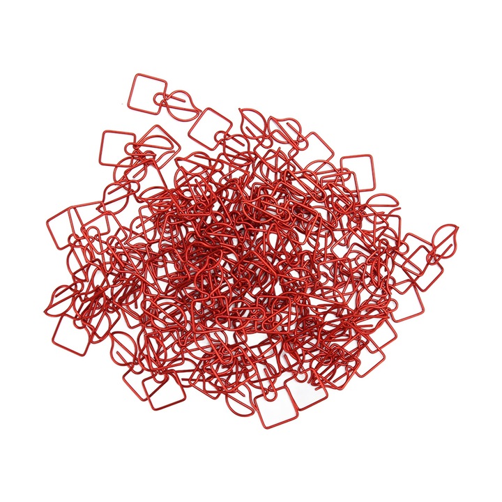 Комплект от 100 декоративни кламери във формата на свещ, Металик, Червен