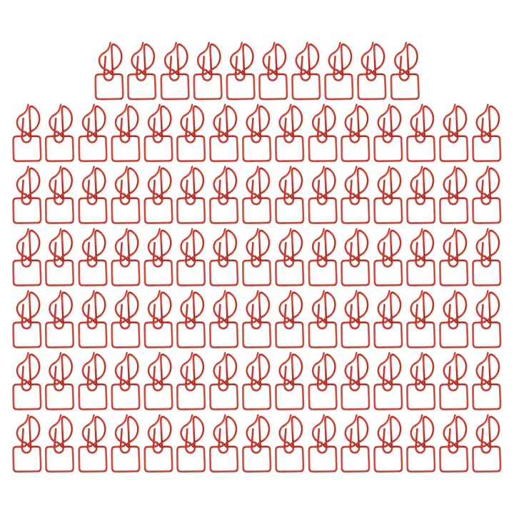 Комплект 100 декоративни метални кламера под формата на свещ, червени, за класифициране на документи