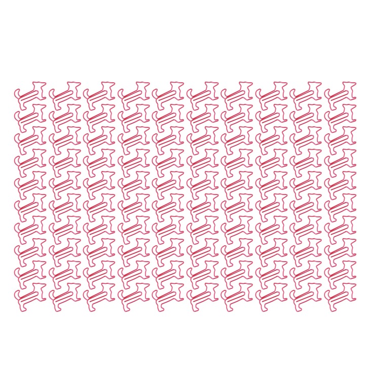 Комплект от 100 метални телчета с форма на куче, розови, за класифициране на документи