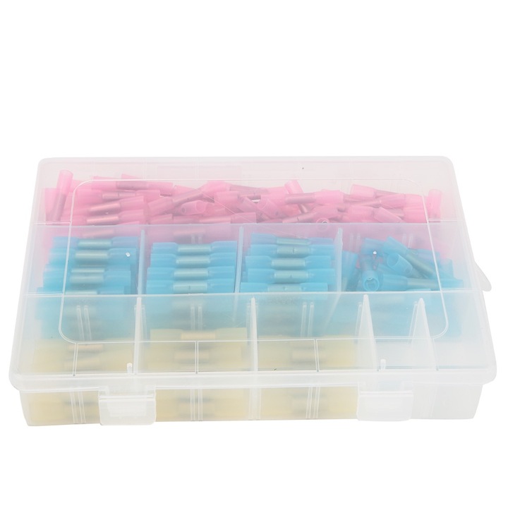 Комплект от 200 бр. термосвиваеми конектори, Enforose, 3 размера, водоустойчиви, многоцветни