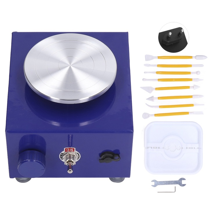 Мини грънчарско колело Enforose, лесна работа, устойчиво на ръжда, стабилно, за деца, ЕС щепсел