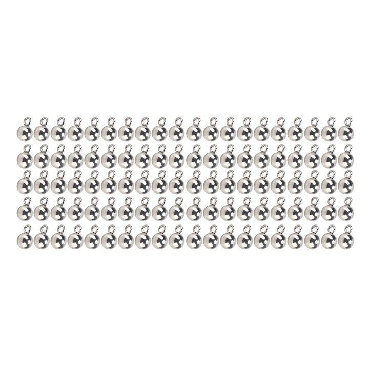 Set 100 bucati margele rotunde din inox, Enforose, DIY