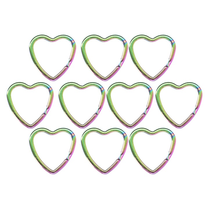 10 darab szív alakú kulcstartó, Jormftte, vas, mérete 25x2.7x3mm, könnyen telepíthető