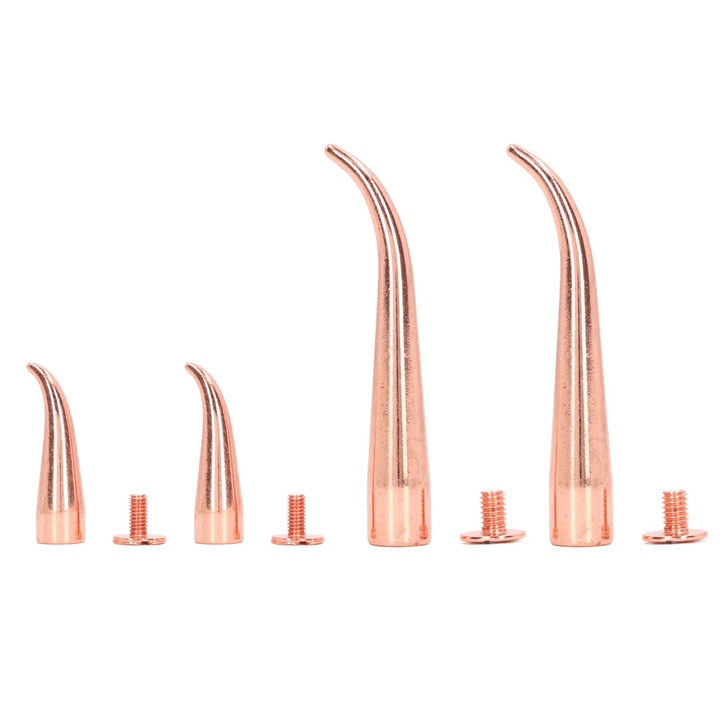 Tüskék, rózsaszín arany hegyes kúp, átlátszó nagy és kicsi menet, galvanizálás, ruhacsapok táskadíszítéshez