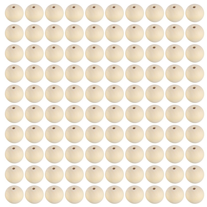 Set 100 margele din lemn, Enforose, 25 mm, pentru realizarea de bijuterii/artizanat