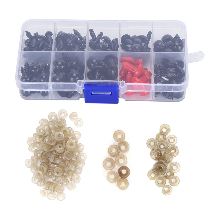 Set ochi/nasuri cu saibe pentru jucarii, Enforose, Negru/Rosu