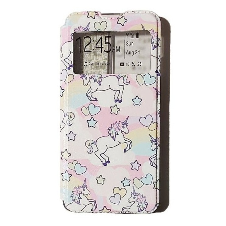 Husa View Book, Compatibila cu Samsung Galaxy S7 Edge, Wallet Stand Unicorn, Multicolor