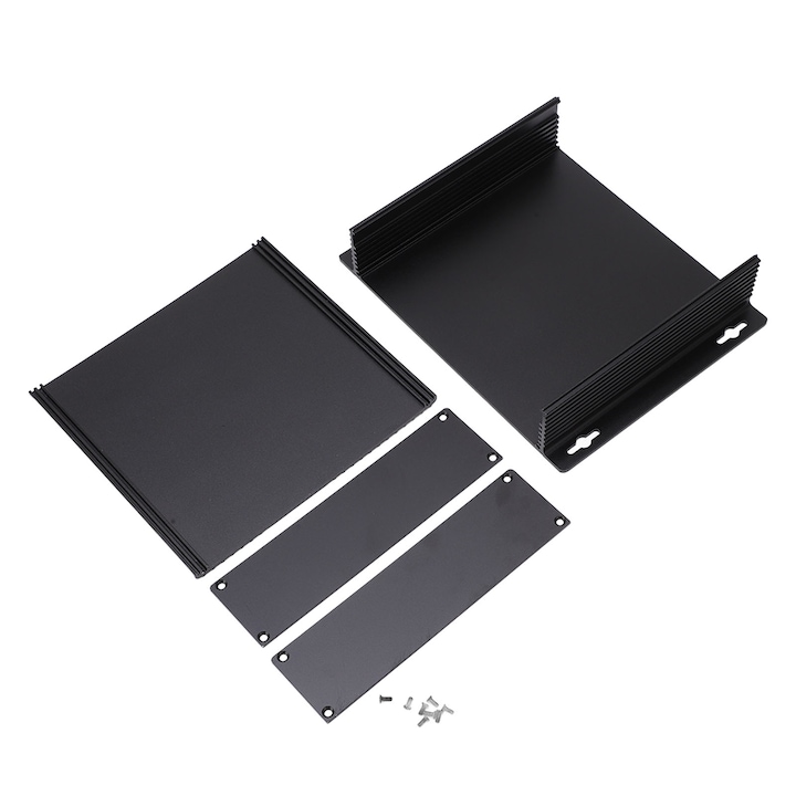 Carcasa protectie pentru placi de circuite, din aluminiu, Enforose, 46x190x150mm, rezistenta la coroziune, neagra