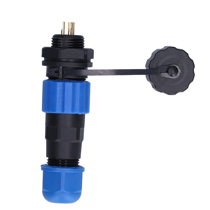 Mufa pentru aviatie, Enforose, 3 pini, rezistenta la oxidare, IP68, dimensiune 13mm, set 1x mufa masculina si 1x mufa feminina