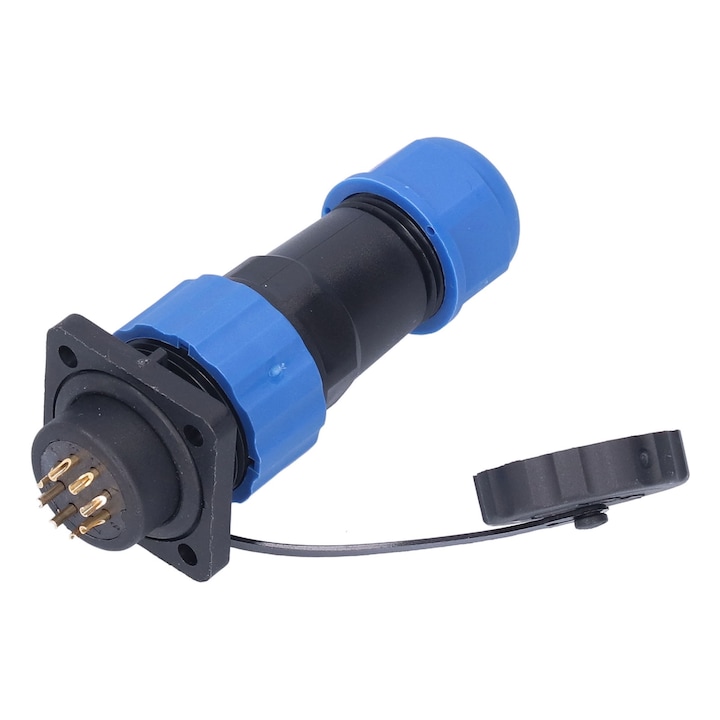 Conector de alimentare rezistent la apa, Enforose, mufa patrata pentru aviatie, 250V 5A, IP68, set 1x mufa masculina 1x mufa feminina