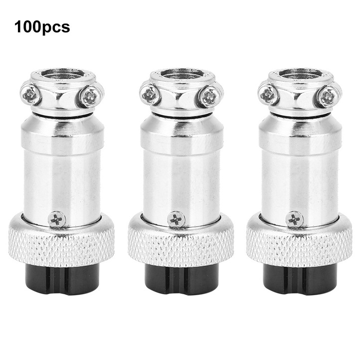 Комплект 100 бр. конектор BERM авиационна щепсела универсална с 3 отвора корпус от неръждаема стомана IP54 резбова връзка женски конектор 16 мм