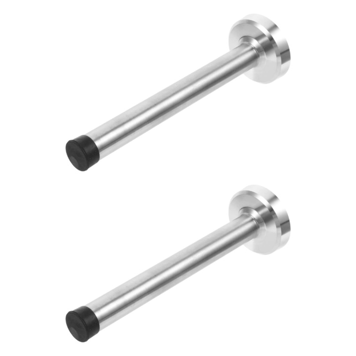 2 db Ajtóütköző készlet, 10 cm, falra szerelhető, Ezüst