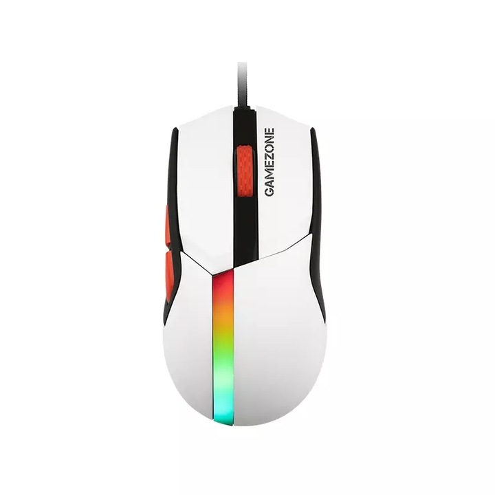 Мишка Tracer Cool, GameZone, 12000 DPI, RGB осветление, оптична, USB, бяло-черно, кабелна мишка