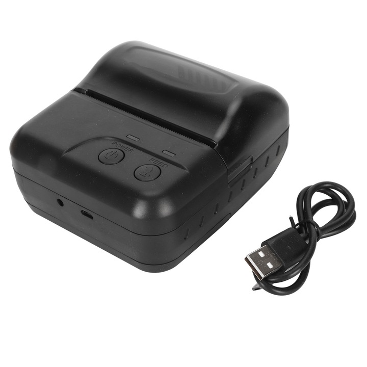 Imprimanta termica portabila Jormftte, control smartphone, 200dpi, compacta, alba