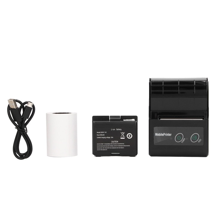 Imprimanta termica portabila Jormftte 58mm, conectivitate Bluetooth, control prin smartphone, usor de utilizat, compacta