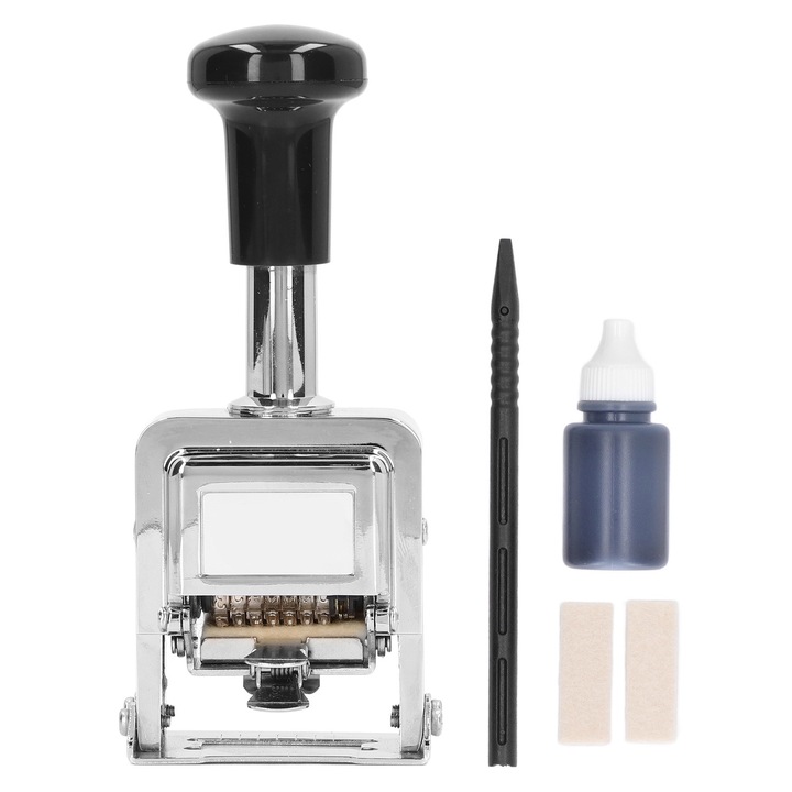 Автоматичен печат със 7-цифрен номер, Jormftte, корпус от цинкова сплав, гланцов дизайн, употреба в банки, медицина, счетоводство