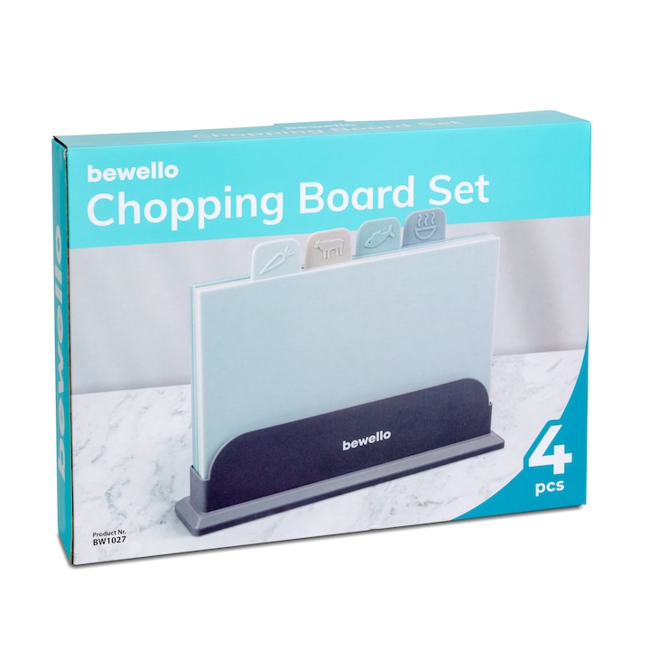 Set de Tocatoare - 4 Tocatoare din Plastic Colorate cu Pictograme si Suport - 29 x 22,3 cm