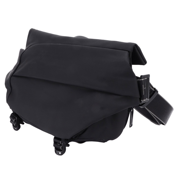 Jormftte férfi futártáska, fekete, nagy kapacitású, vízálló anyag, állítható pánt