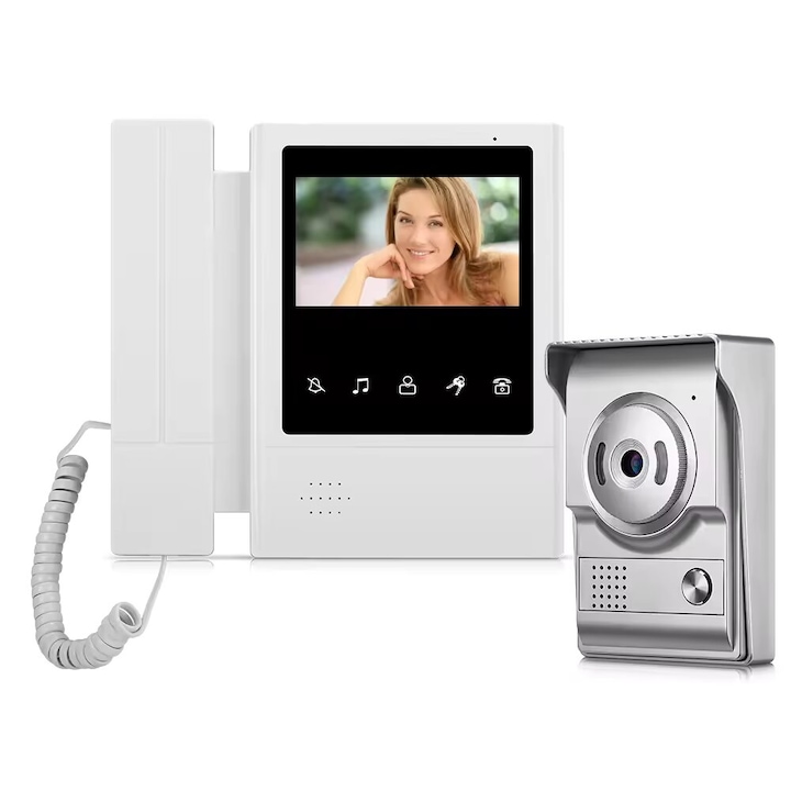 Kit profesional supraveghere video Hikvision Turbo HD cu 4 camere 5 MP si cadou cablu HDMI, vizualizare pe telefon mobil