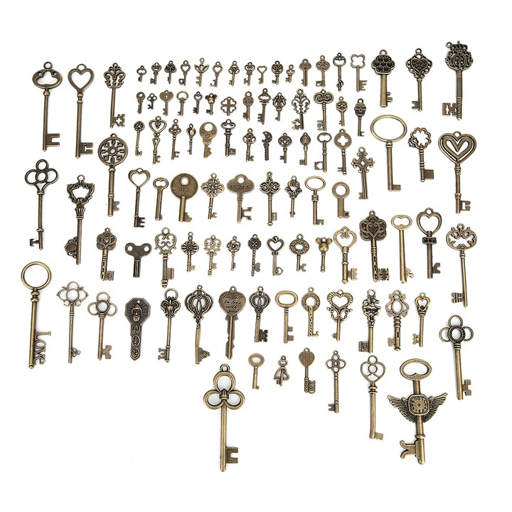 Jormftte kulcstartó készlet 100 stílusban, sötét bronz, egyedi design, ötvözött anyag