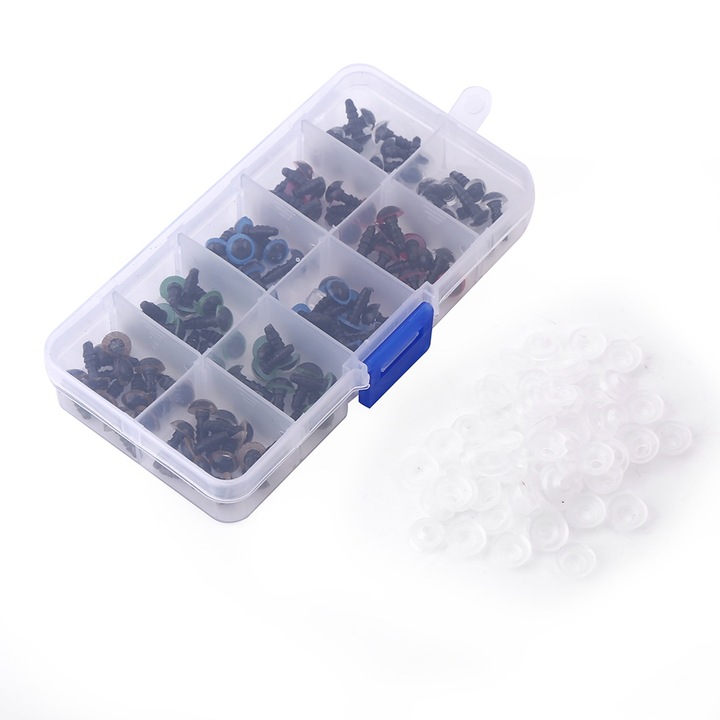 Set 100 Pcs Ochi Plastici pentru Papusi, Enforose, 5 Culori Diferite, 8mm