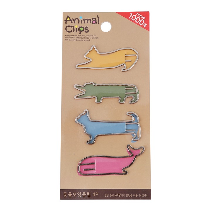 4 броя кламери с форма на животни, Daiso