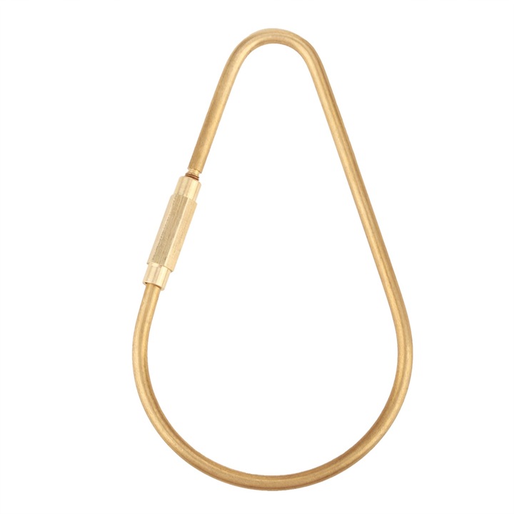 Sárgaréz karabiner kulcstartó, Jormftte, csavaros záródású kialakítás, csepp alakú, többcélú felhasználás