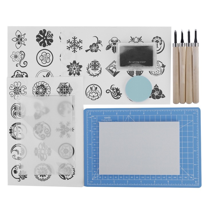 Set complet de sculptura pentru stampile din cauciuc, Cozevdnt, diverse modele, material polimer