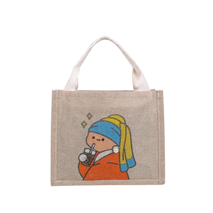 Jormftte vászontáska, nagy kapacitású, élénk színek, könnyű, bevásárláshoz és utazáshoz