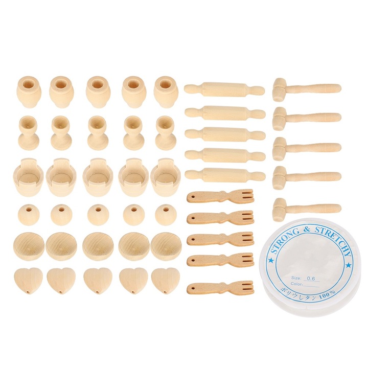 Fából készült konyhai játékkészlet, Jormftte, barkácsolás, környezetbarát, 3 éves kortól