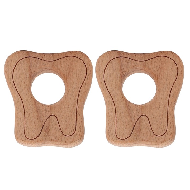 2 darab fa rágóka szett, Jormftte, állat formájú, biztonságos babáknak, könnyen tisztítható