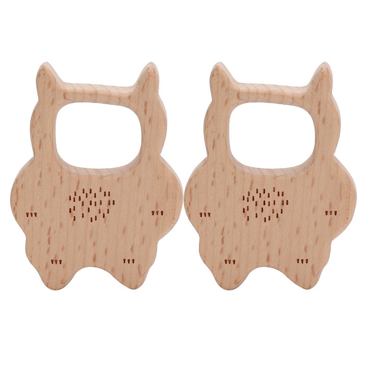 2 darab fa rágóka szett, Jormftte, állat alakú, biztonságos babáknak, könnyen tisztítható
