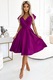 Rochie evazata cu decolteu in V - fucsia cu sclipici XXL