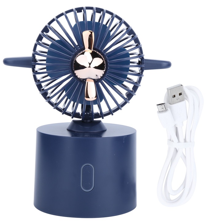 Jormftte hordozható asztali ventilátor, USB újratölthető, szög állítható, kék, stabil sebesség