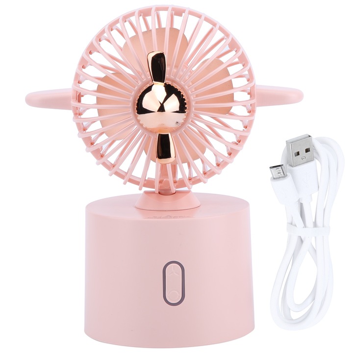 Ventilatoare cu cap scuturator USB-újratölthető hordozható asztali ventilátor hálószobába és irodábaRózsaszín