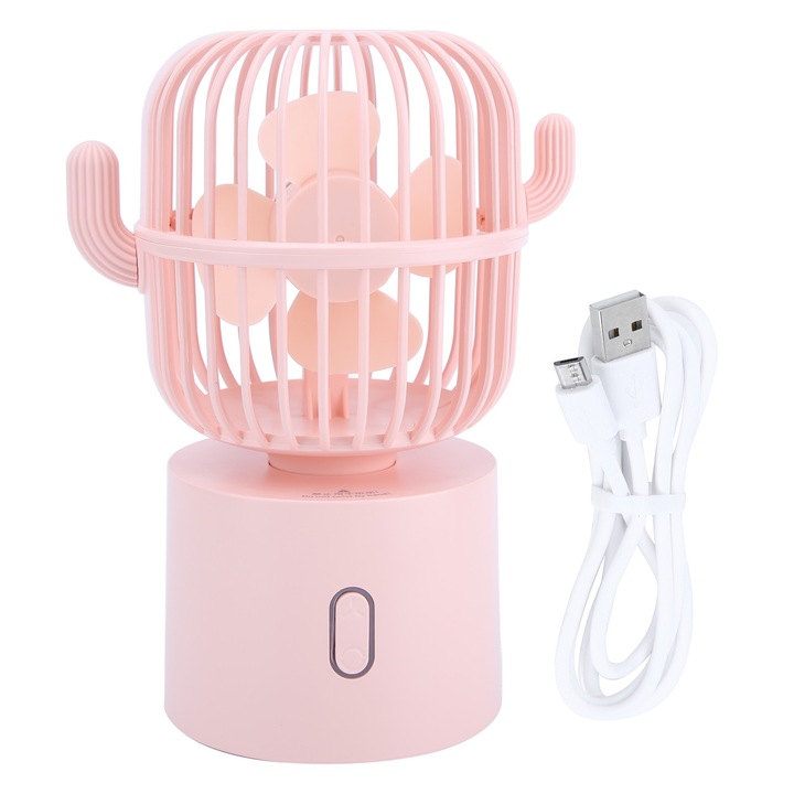 Mini USB ventilátor, Jormftte, 3 sebesség, rózsaszín, hordozható