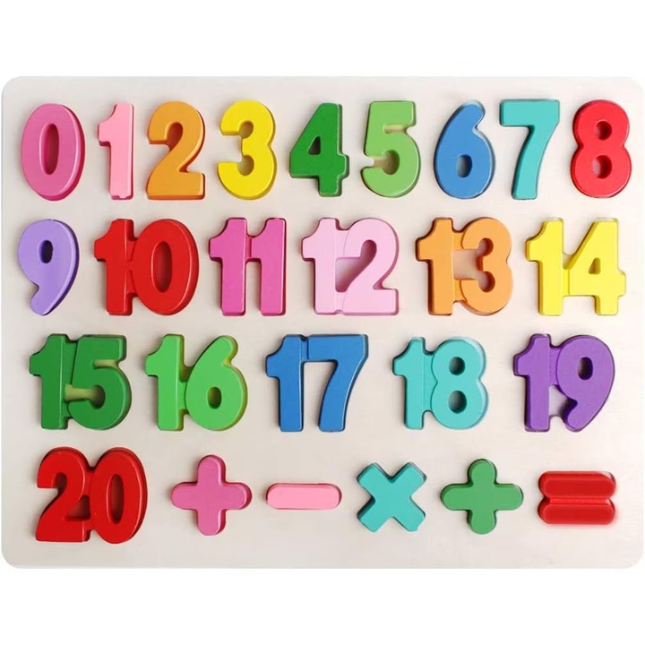 Jucarie educativa pentru copii, din lemn, primele lectii de matematica, SALLMA®